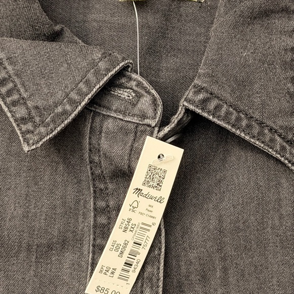 Madewell Denim black Washed Button Down Shirt Size XXS - Picture 7 of 7